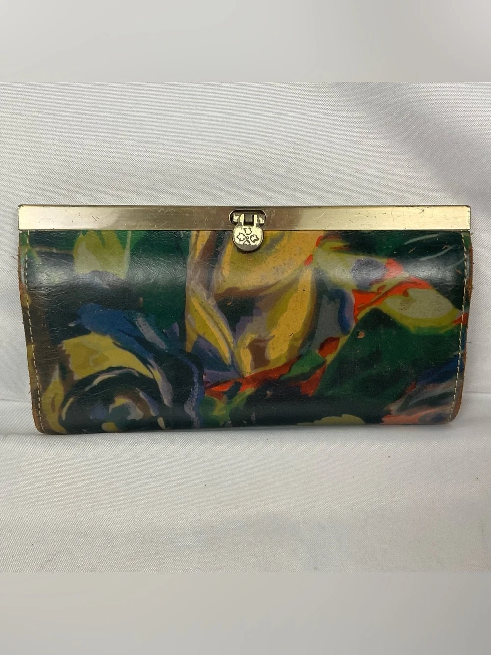 Patricia Nash Winter Bloom Leather Wallet Floral Clutch Retro Flip Clasp
